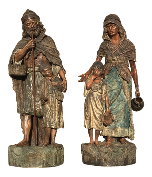 Terra-Cotta German Peasant Figures - a Pair