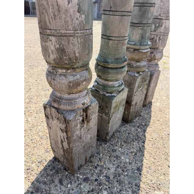 Antique French Farmhouse Turn Carved Wooden Baluster Spindle Table Legs Set of 4 For Sale - Image 13 of 17