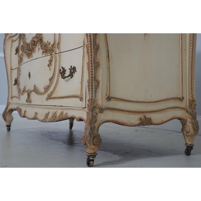 White Antique French Carved Mahogany Painted Dresser For Sale - Image 8 of 18