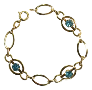 Vintage Designer Gold Sterling Aquamarine Bracelet 1940s