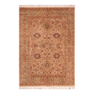 Floral 1990's Pak-Persian Taupe/Green Wool Rug - 6'0'' X 8'7'' For Sale