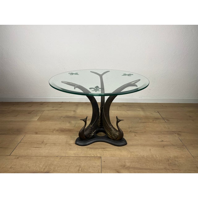Vintage Swan Coffee Table in Brass and Bronze with Glass, 1970s For Sale - Image 9 of 9