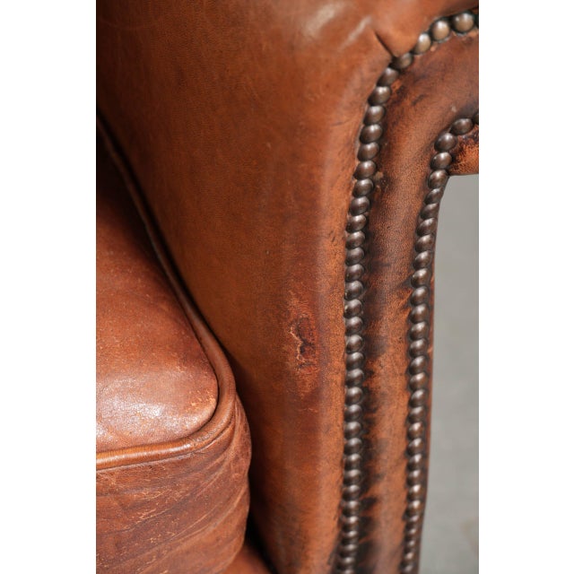 Vintage Sheepskin Armchair with Decorative Nails For Sale - Image 10 of 13