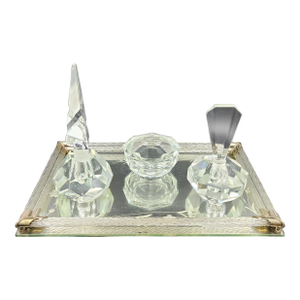 Vintage Hand Cut Crystal Dresser Set With Mirror Tray