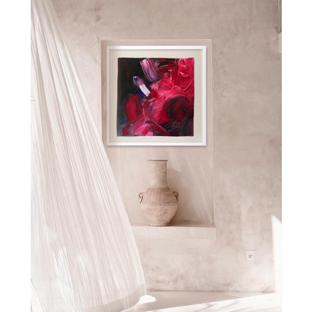 “Mouth Wide Open" Framed Silk Scarf Fanyu Lin 2025 100% Silk Edition of 100 20 x 20 in. Derived from Flow No. 13, Panel II...