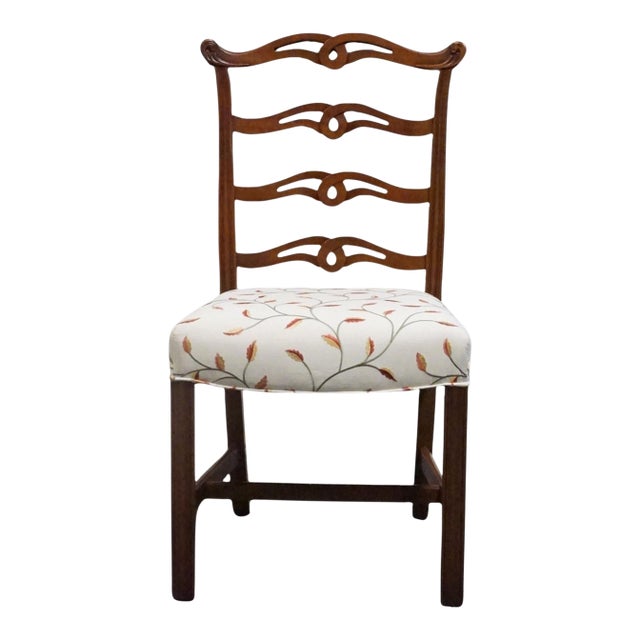 Vintage Antique Solid Mahogany Traditional Duncan Phyfe Style Ladderback Dining Side Chair For Sale
