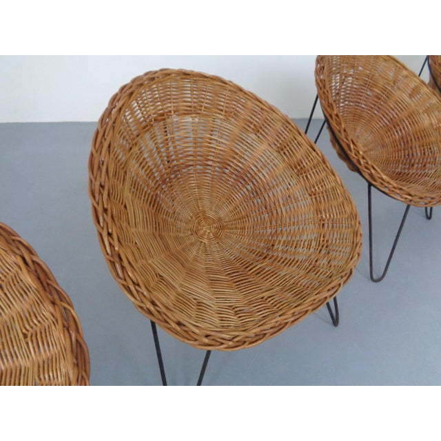 Mid-Century Bamboo Chairs attributed to Janine Abraham and Dirk Jan Rol, France, Set of 4 For Sale - Image 11 of 17