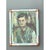This mid-20th-century oil painting on canvas portrays a pensive young man in muted greens and browns with restrained...