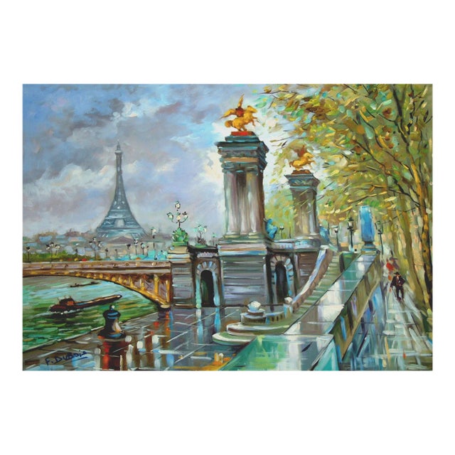 Francois Dubois Pont Alexandre 3 Original Oil Painting on Canvas For Sale