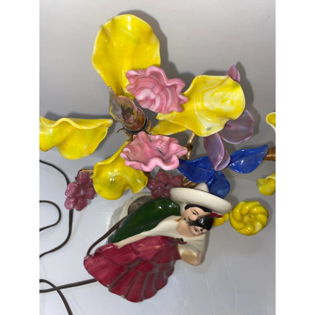 Vintage 1950s Tv Lamp Courting Couple Floral Light MCM Kitsch 12” Working For Sale - Image 10 of 12