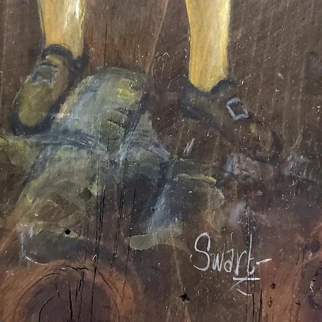 Colonial Man Oil on Wood Painting, Vintage For Sale - Image 4 of 12