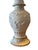 A fine pair of neoclassical porcelain table lamps featuring urn-form bases adorned with raised relief scenes of...