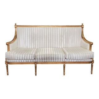 Vintage Louis XVI Style Giltwood Large Settee For Sale