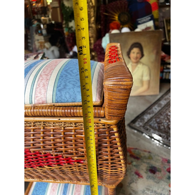 Vintage Large Woven Wicker Double Compartment Standing Sewing Basket For Sale In Atlanta - Image 6 of 12