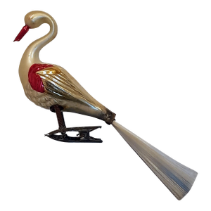 Antique Mercury Spun Glass Swan Bird Christmas Ornament