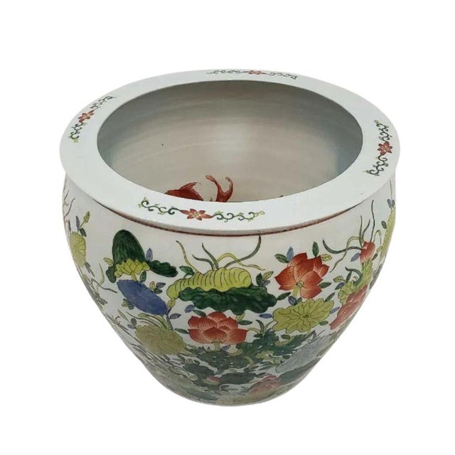 Chinoiserie Large Chinoiserie Porcelain Floral Planter For Sale - Image 3 of 3