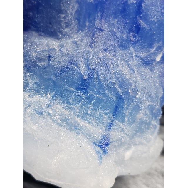 Blue Pate De Verre Glass Woman Figurine Sculpture Signed For Sale - Image 8 of 12