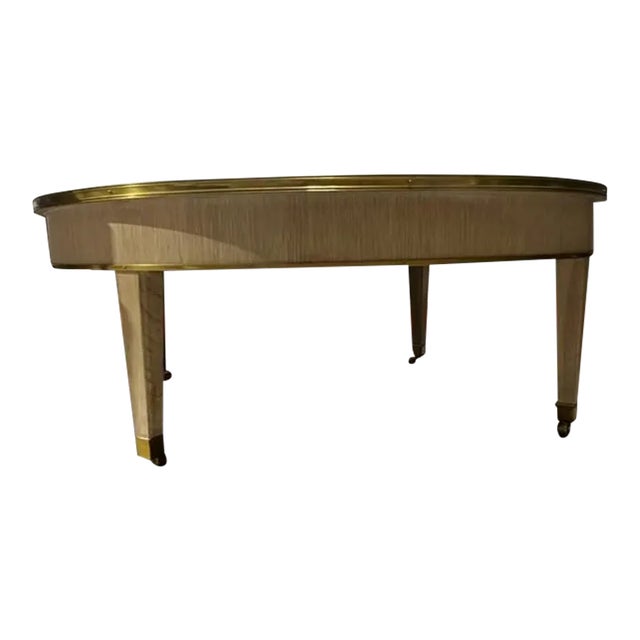 Highland House Basile Cocktail Table in Blonde Oak and Brass For Sale