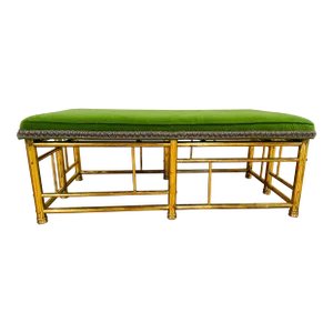 Vintage Brass Bench With New Upholstery