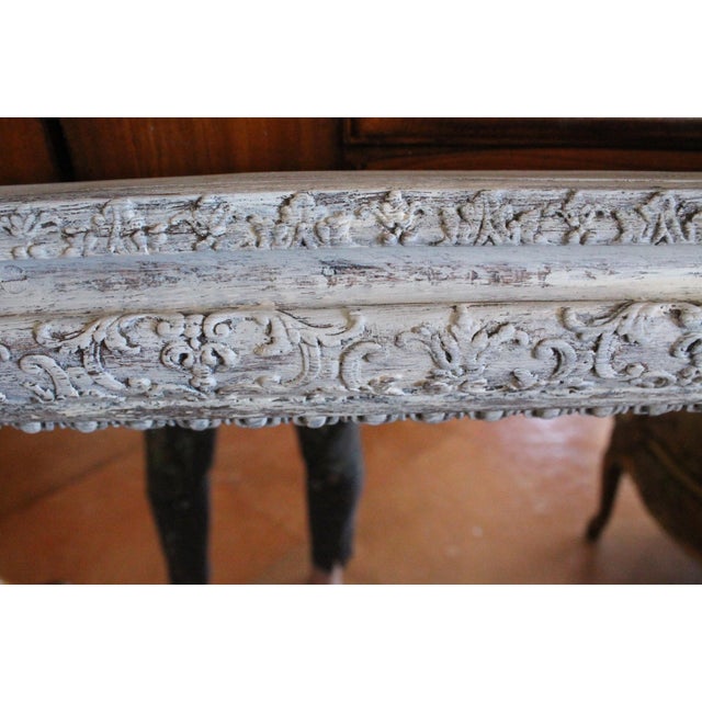 French Grey Painted Carved Oak Pier Mirror / Over Mantel Mirror For Sale - Image 9 of 16