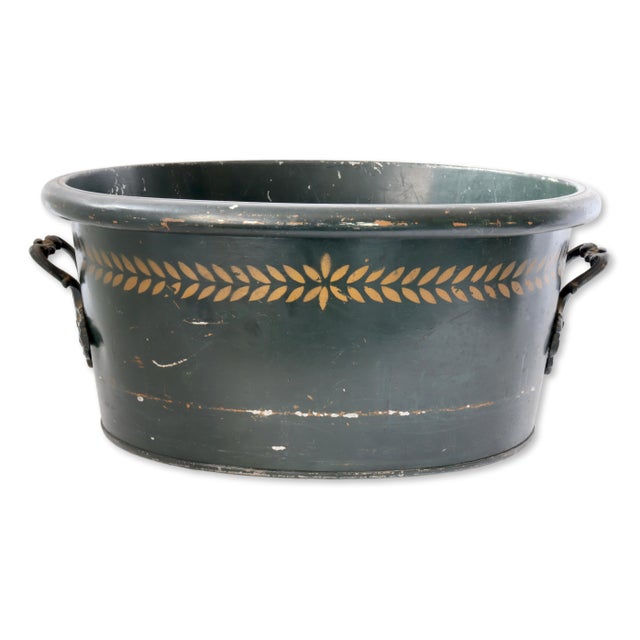 Antique Americana Metal Tole Ware Tub For Sale - Image 4 of 8