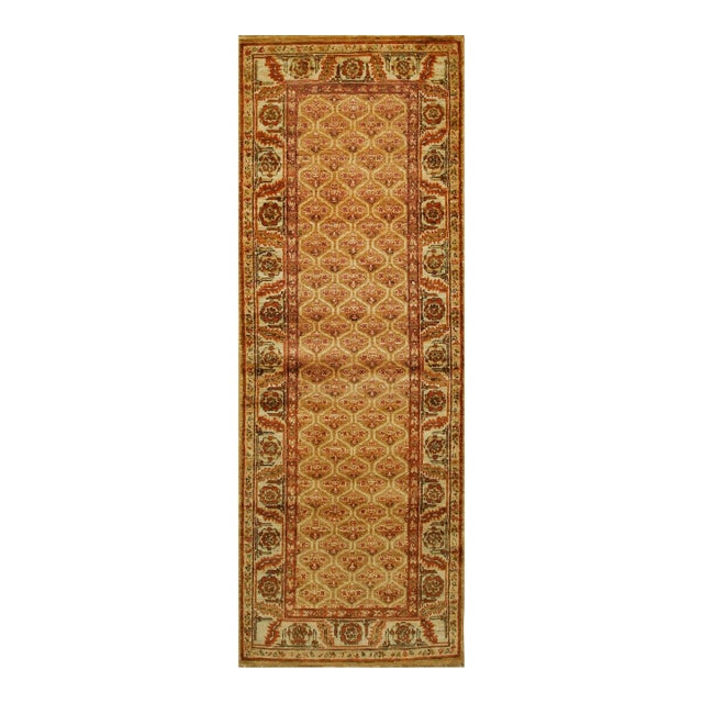 10x14 Giselle Zinnia Brown Geometric Floral Modern Hand Knotted Wool Carpet Rug For Sale