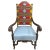 Antique Carved Walnut Hacienda Chair Reupholstered With Artisanal Oaxaca Zapotec Tapestry and Leather For Sale In Saint Louis - Image 6 of 7