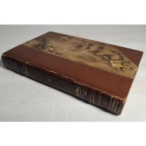 Antique French Leather Books - Decorative Marbled Covers - Set of 3 For Sale - Image 10 of 11