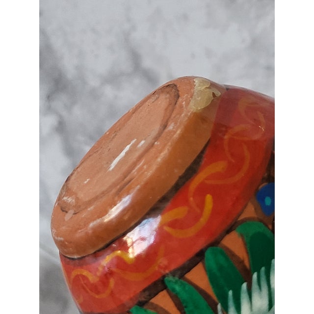 Hand-Painted Miniature Mexican Terra Cotta Vase With Floral Design For Sale - Image 11 of 11