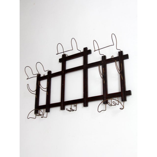 Antique Wood and Wire Wall Hat Rack With Coat Hooks For Sale - Image 15 of 18