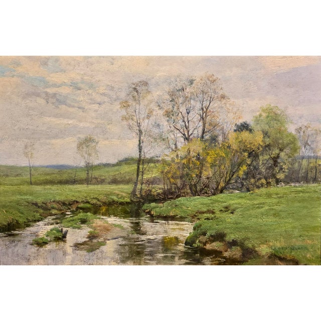 Black Olive Parker Black "Trout Stream" Original 1910s East Coast Impressionist Oil Painting For Sale - Image 4 of 13