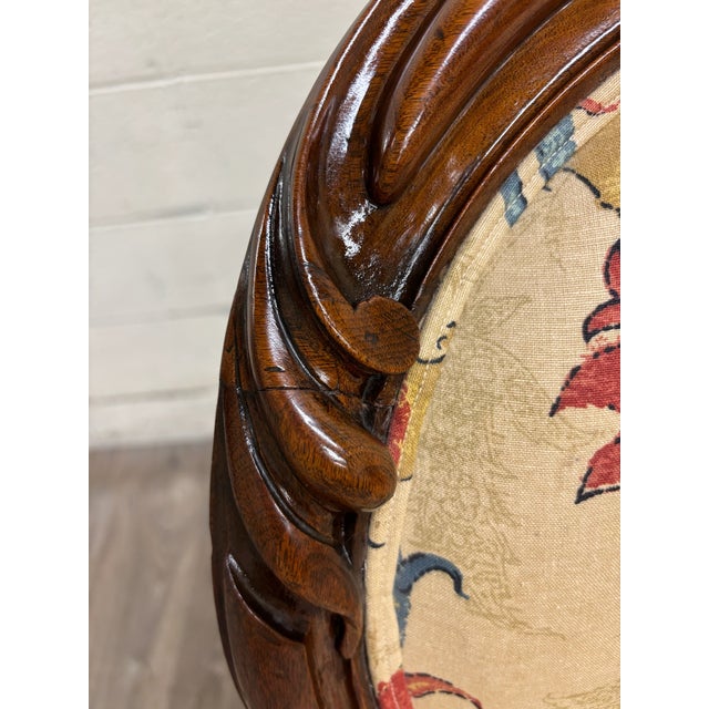 Antique Victorian Style Walnut Balloon Back Floral Upholstered Rocking Chair For Sale In Kansas City - Image 6 of 10