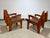 Angel I. Pazmino 1960s Set of 2 Mid Century Angel Pazmino Hand Tooled Leather Sling Safari Chairs For Sale - Image 4 of 12