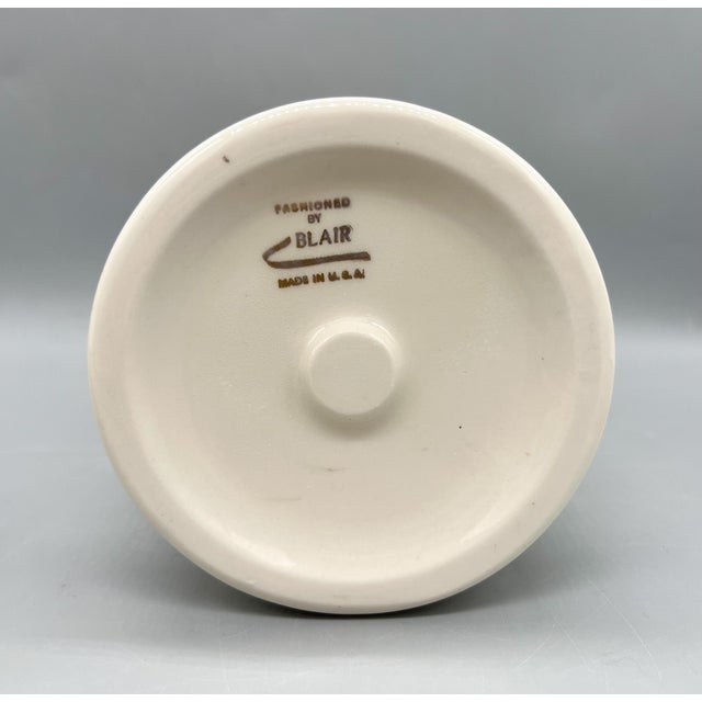 Vintage Blair Apothecary Jar Radix Palmae Christi With Lid – Ceramic Pharmacy Jar – Medical Caduceus – Neoclassical Pharmacy Decor For Sale In Houston - Image 6 of 14