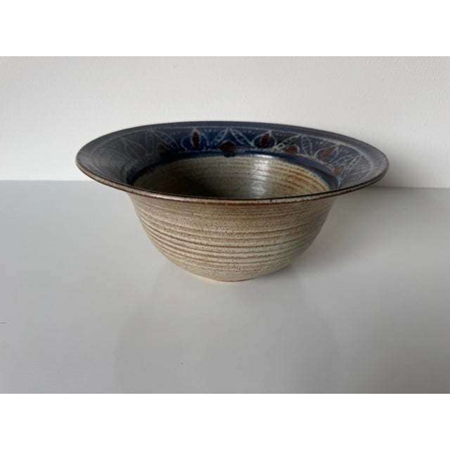 Mid-Century Modern 1982 Vintage Handmade Studio Art Stoneware Pottery Bowl – Signed For Sale - Image 3 of 9