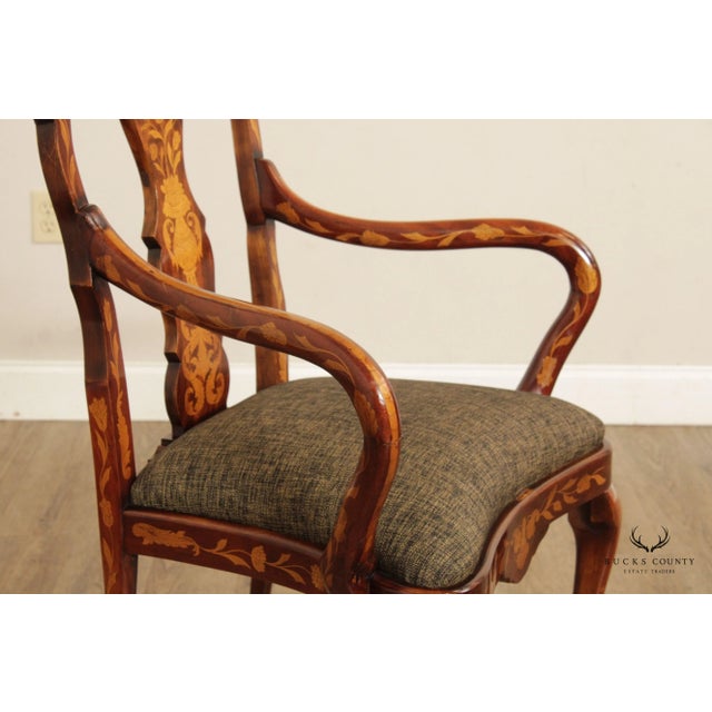 Dutch Marquery Inlaid Mahogany Pair of Armchairs For Sale - Image 12 of 13