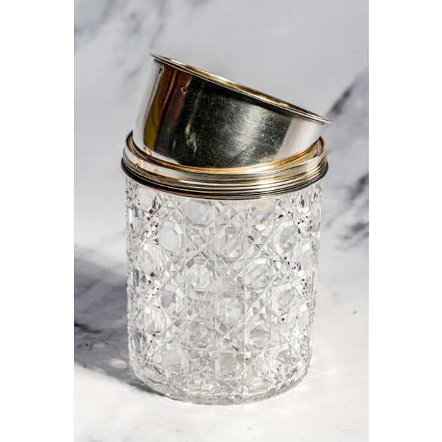 Exceptional Antique French 950 Sterling Silver Crystal Hobnail Tobacco Humidor Canister Tobacciana For Sale - Image 9 of 17