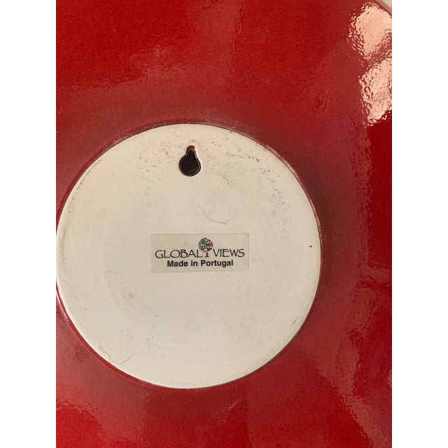 Modern Global Views Round Red Ceramic Disc Sharp Wall Vase For Sale - Image 3 of 6