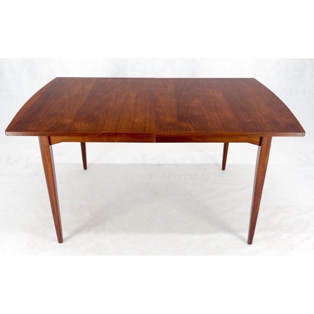 Danish Mid Century Modern Walnut Dining Table on Tapered Legs Two Leaves For Sale - Image 6 of 10