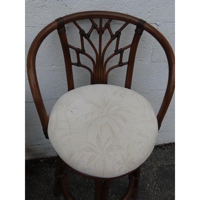 Hollywood Regency Bamboo Rattan Swivel Barstools a Set of Four 6367 For Sale - Image 10 of 18