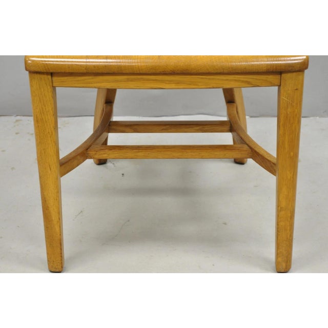 Wood Early 20th Century Traditional Antique Solid Golden Oak Wood Office Library Bankers Arm Chair For Sale - Image 7 of 16