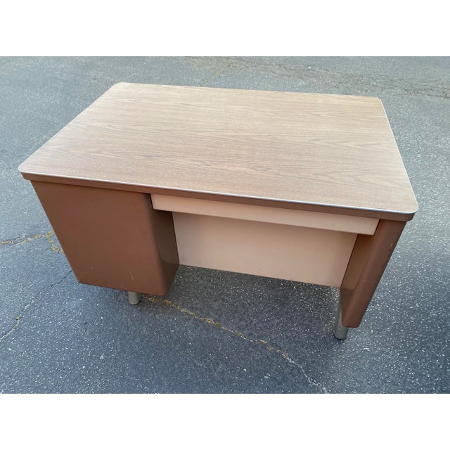 Vintage Mid Century Metal Writing Desk For Sale - Image 10 of 12