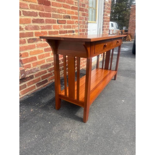 Mission Late 20th Century Ethan Allen American Impressions Art & Craft Mission Style Cherry Sofa Hall Table. Console Table For Sale - Image 3 of 17
