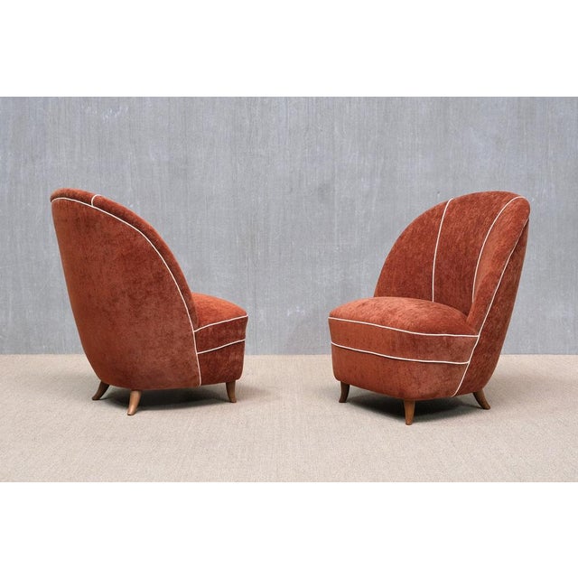 1940s Chairs in Dedar Chenille and Walnut from Guglielmo Ulrich, Italy, 1940s, Set of 2 For Sale - Image 5 of 17