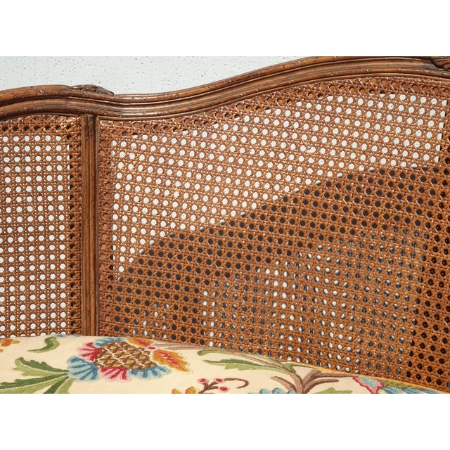 Antique French Louis XV Style Cane Settee Loveseat W Down & Orange Floral Fabric For Sale - Image 11 of 17