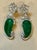 Green 20 Ct Fine Emerald Cabochon & 4 Ct Rose Cut Diamond 18 Kt White Gold Earrings For Sale - Image 8 of 18