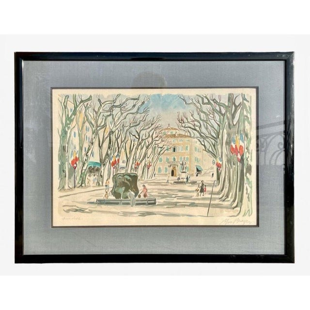 Yves Brayer, Cours Mirabeau in Aix-en-Provence, 20th Century, Lithograph For Sale - Image 11 of 11