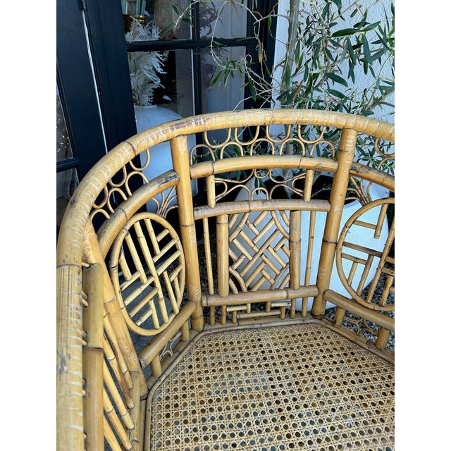 Mid-Century Modern Mid 20th Century Vintage Rattan and Cane Fretwork Armchair For Sale - Image 3 of 7