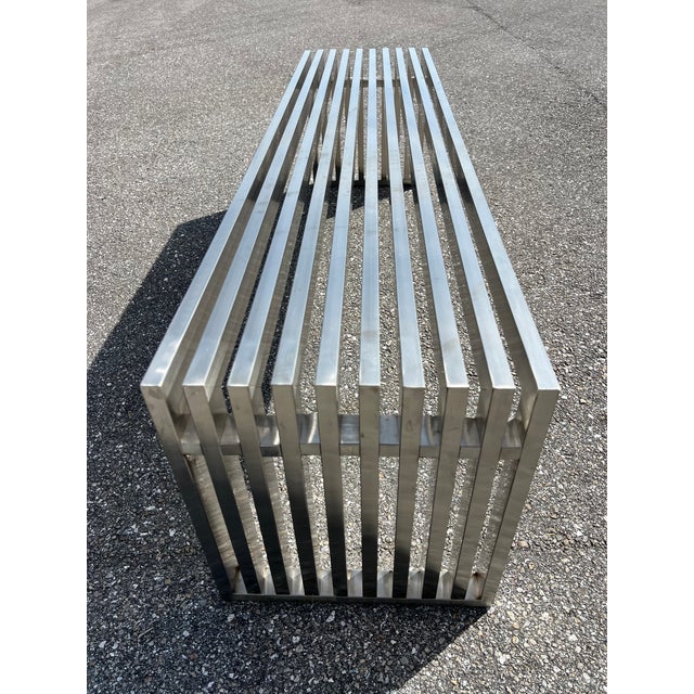 Contemporary Stainless Steel Bench For Sale - Image 3 of 7