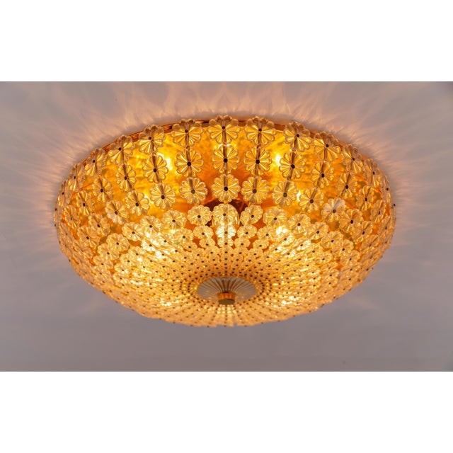 Large Crystal Flower Flush Mount, Austria, 1960s For Sale - Image 6 of 11